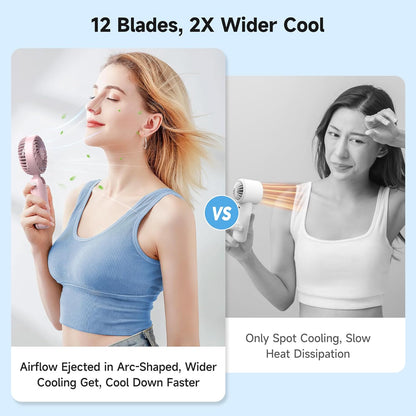 AMACOOL Portable Handheld Fan with Dual Motor, 12 Blades, Powerful 4 Speeds for Hot Flashes, Outdoor Activities