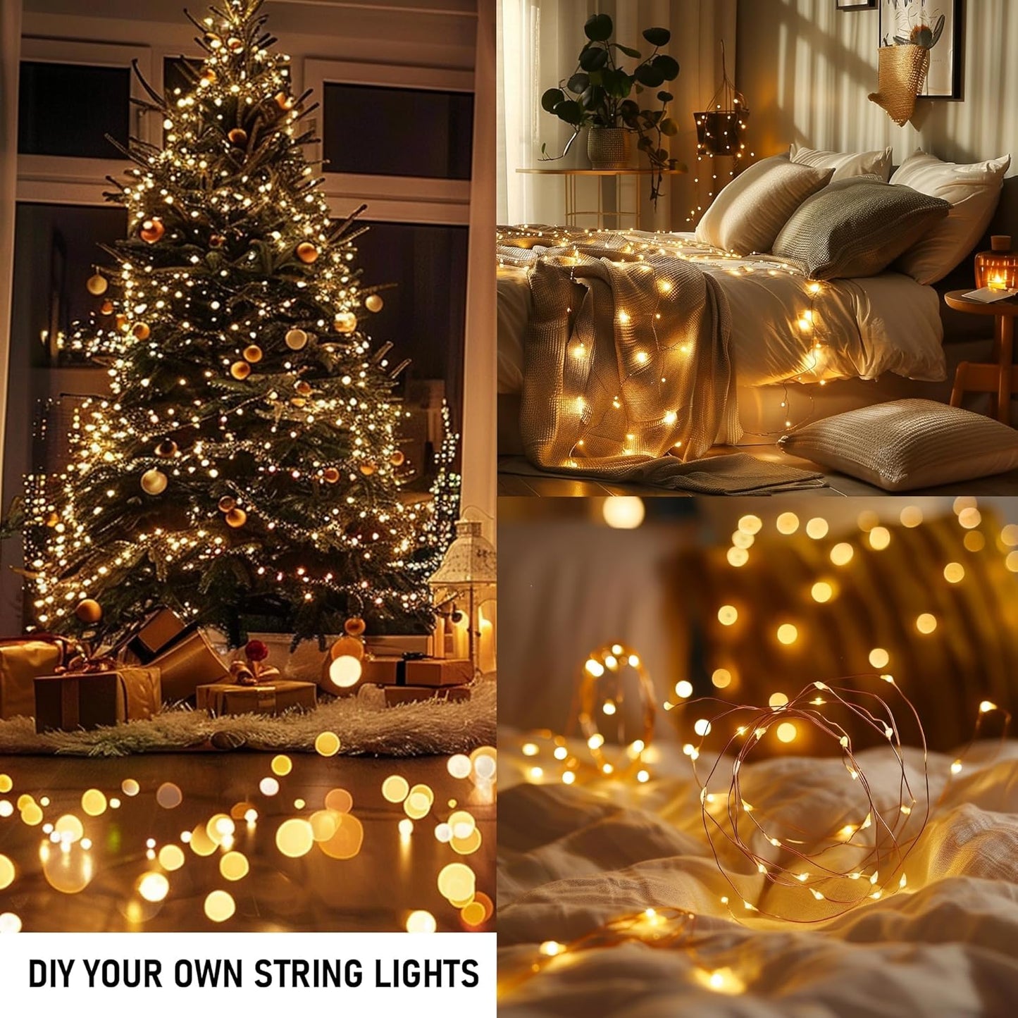 66 200 8 Dazzle Bright Fairy Lights, FT LED USB Power Photo String Lights with Remote, Modes Waterproof Dorm Lights
