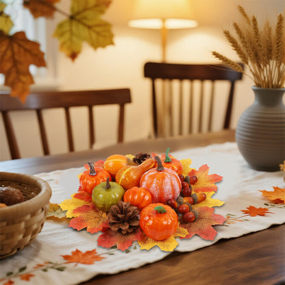 winemana Fall Decorations for Home-6pcs Mini Pumpkins & 2pcs Gourds, 30pcs Leaves & 10pcs Acorns, 2pcs Pinecones Centerpiece Set-Harvest Decor for Table Mantel (Largest: 4.5" x 2.1")