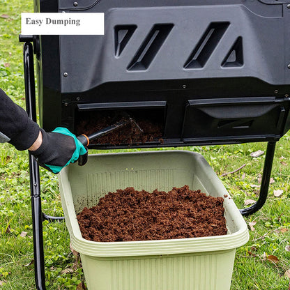 Kitchen Compost Bin, Outdoor Dual Chamber Tumbling Composter, Outdoor Rotating Compost Tumbler Bin for Garden, Kitchen, and Yard Waste, 160L/42Gallon,Indoor Compost Bin with Lid