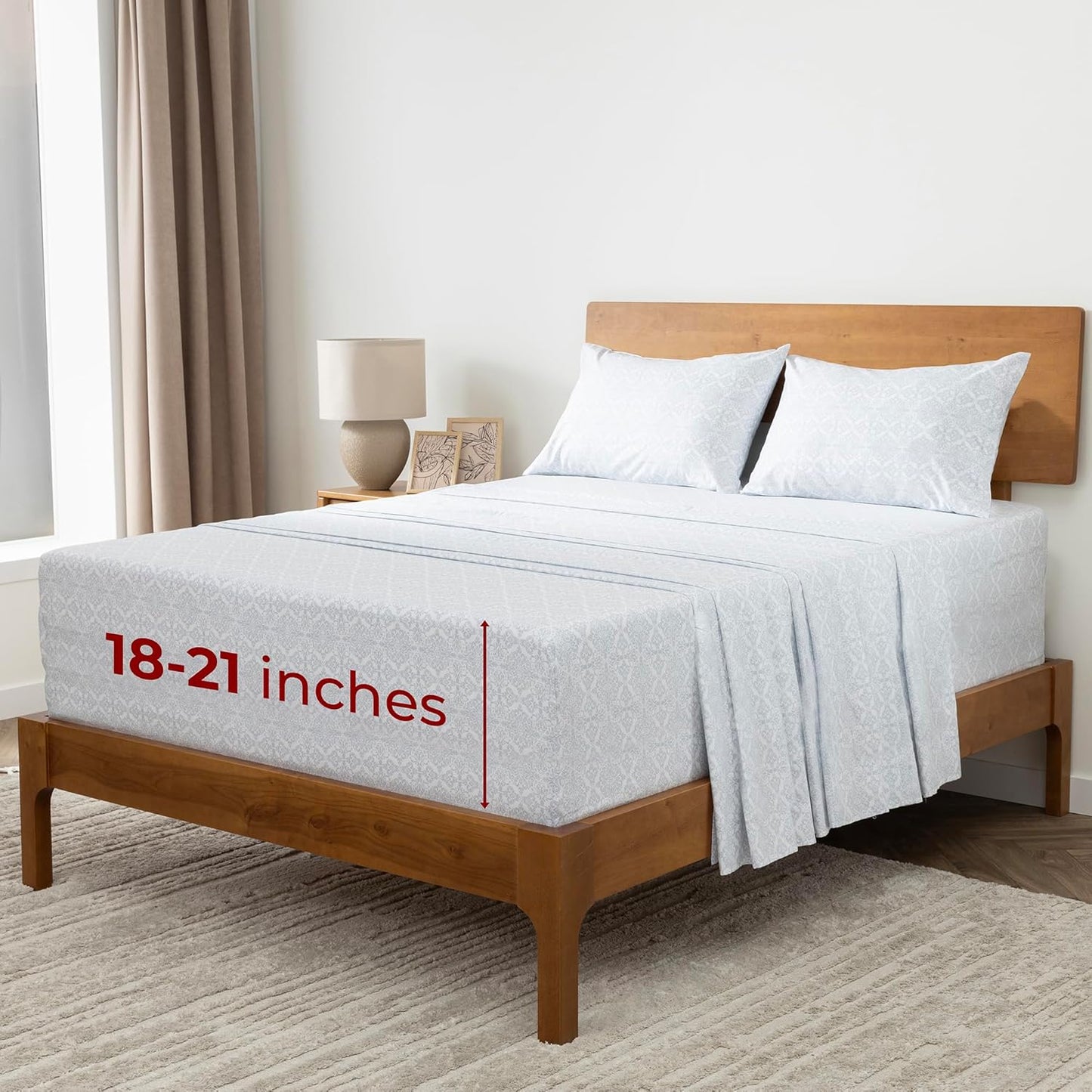 Mellanni Extra Deep King Sheets - Hotel Luxury Ultra Soft Cooling Bedding - 4 PC Set in Laced Sky Blue