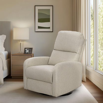 Ink+Ivy Recliner & Rocking Chair: Glider Recliner Nursery Chair for Living Room & Bedroom, Swivel Rocker Recliner with Side Pockets, Comfy Chair for Small Spaces, Beige