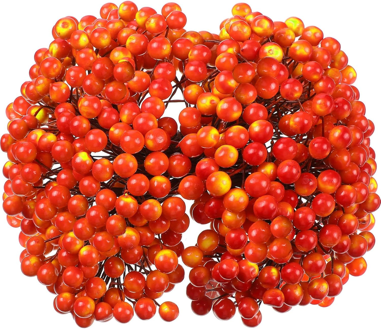250 500 8 mm BBTO Artificial Holly Berries on Wire Stems, Stems with Pieces Fake Berries for Christmas Tree Decorations