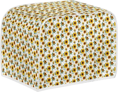 Sunflower Bee 2 Slice Toaster Cover, Machine Washable Polyester Kitchen Decor, Greasy Protector, Dust Cover