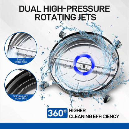 TOR 24" Pressure Washer Surface Cleaner with 4 Wheels, Surface Cleaner for Pressure Washer, Stainless Steel Dual Handle Power Washer Surface Cleaner for Concrete, Driveway, Patio, Sidewalk