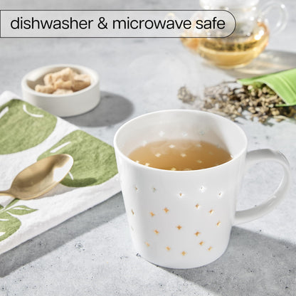 Tulip Transparent Diamond Porcelain Coffee Mugs, 10 oz, 2 Pack – See-Through Ceramic Mugs, Microwave & Dishwasher Safe, Modern Gift Mugs