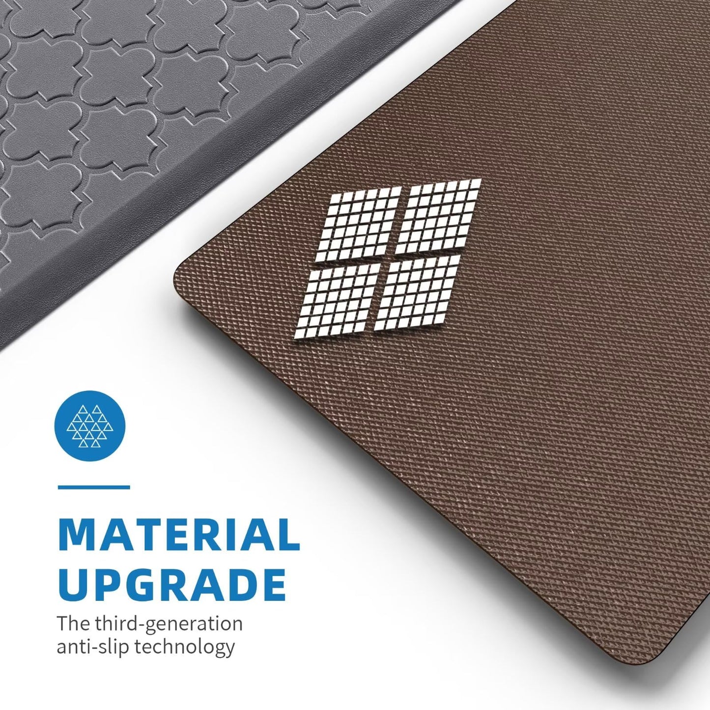 StepAura Kitchen Mats for Floor 2 Piece - Anti Fatigue Mats for Kitchen Floor - Non Slip Cushioned Rugs for Standing, Office, Sink, Laundry, Grey