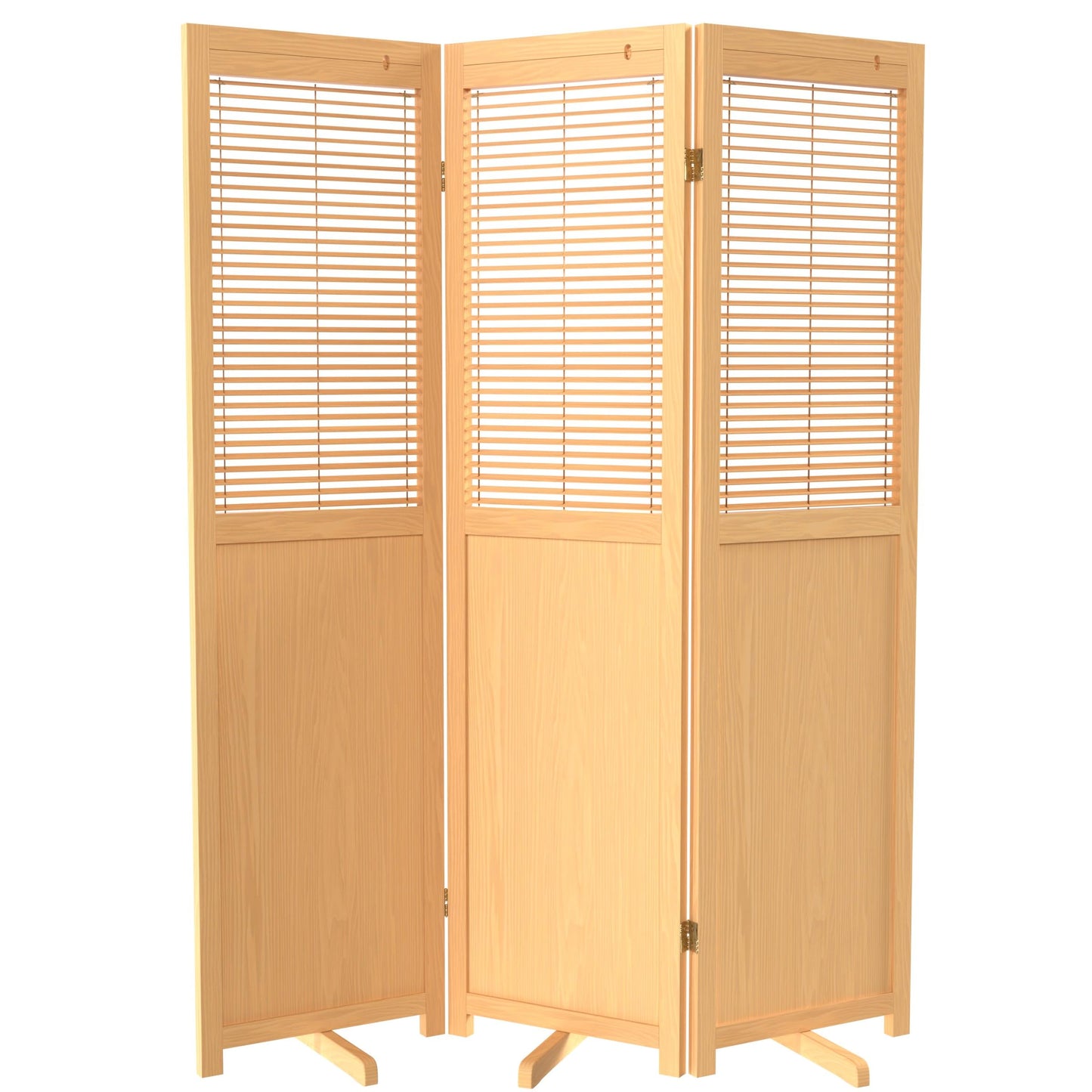 Red Lantern 6 ft. Tall Adjustable Shutter Room Divider Natural 3 Panel