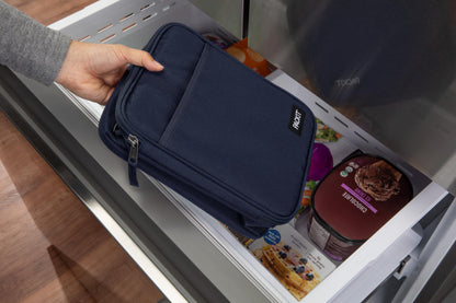 PackIt Freezable Crossbody Lunch Box, Midnight Navy, Technology, Fully Freezable, Collapsible, Reusable, With Top Handle, Front Slip Pocket. Effortlessly Carry, Fresh Every Time