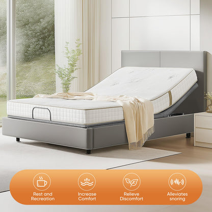 Sweetcrispy Twin XL Adjustable Bed Frame, Ergonomic Electric Base with Wireless Remote and 2 USB Ports, Head and Foot Incline, Zero Gravity, Anti-Snore, Easy Assembly
