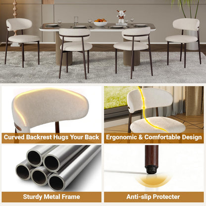 POLE SPACE Morden Dining Chairs Set of 4, Upholstered Fabric Kitchen Side Chairs with Dark Walnut Metal Legs, Indoor Dining Room Chairs for Patio, Dining Room, Backyard Heat Resistant