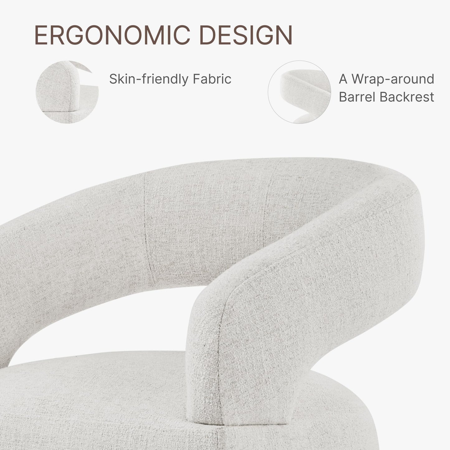 KISLOT Upholstered Dining Chairs Set of 4, Modern Rolling Dining Chairs with Hidden Casters, Arm Kitchen Chairs with Linen Look Fabric, Padded Barrel Chairs for Dining Room, Kitchen, Bedroom, Beige