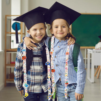 Barblog 172 Pcs Graduation Candy Lei Making Kit Including 16 Mini Bear Stuffed 16 Candy Lei Tubing 128 Paper Cut 4 Rolls Ribbons 8 Sticky Dots for Kindergarten College Grad Party Gifts