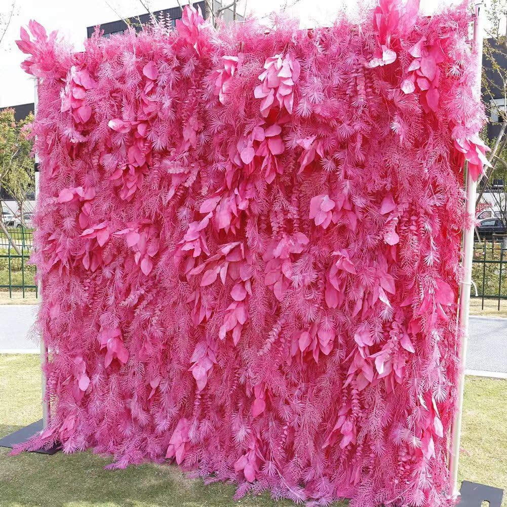 CVGfko Flower Wall Panels Backdrop Home Décor Pink Rime Artificial Floral for Wedding Party Bridal Shower Hanging 3D Fake Decoration for-3M*3M