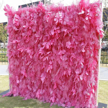 CVGfko Flower Wall Panels Backdrop Home Décor Pink Rime Artificial Floral for Wedding Party Bridal Shower Hanging 3D Fake Decoration for-3M*3M