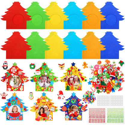 HunnmingRe 30 Sets Christmas DIY Picture Frames Craft Set Felt Picture Frame Ornaments DIY Christmas Tree Decor Felt Photo Frame Crafts Arts and Crafts for Xmas Party Supplies Home Decorations