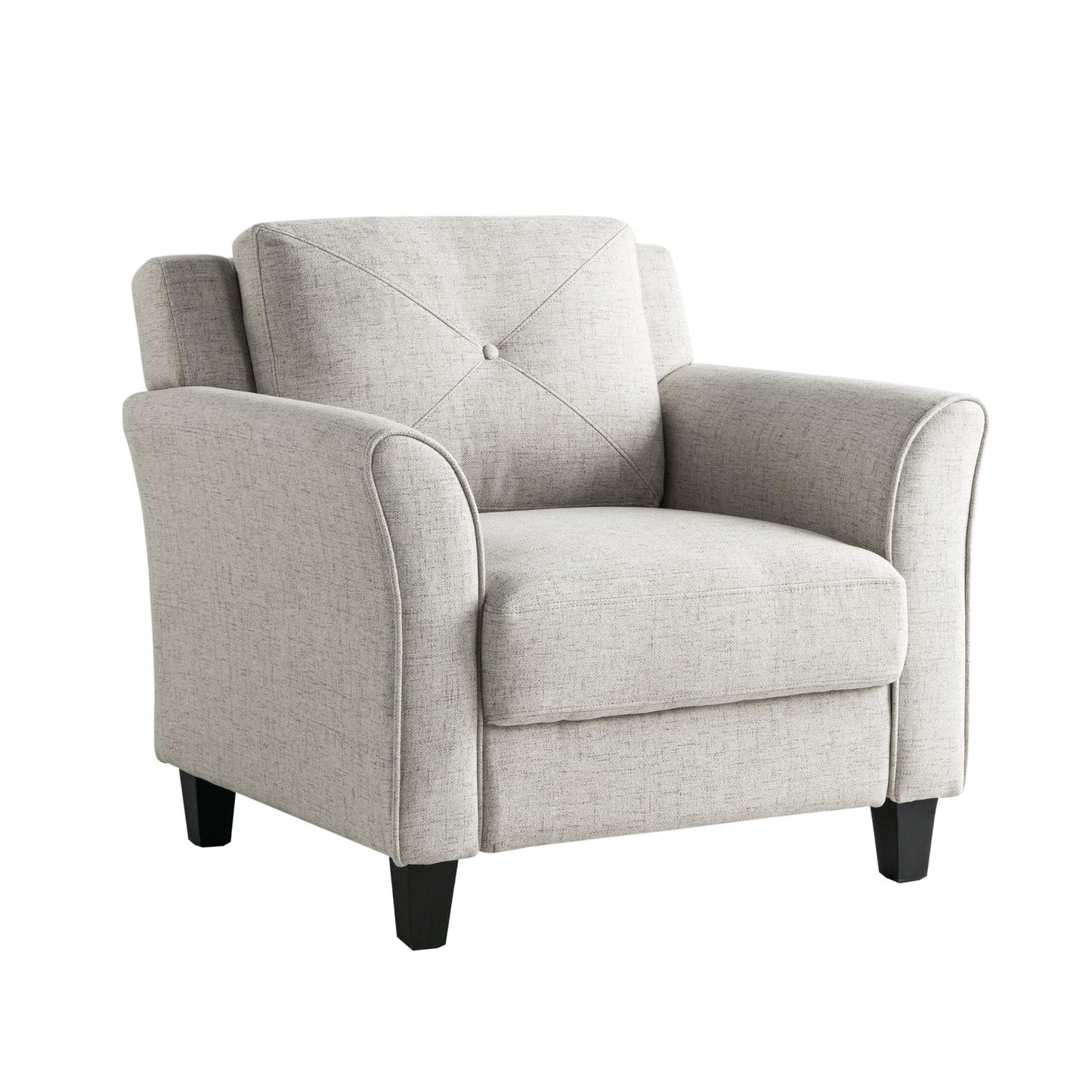 Studio Living Harrington 35.4" Arm Chair, Transitional Modern, Pocket Coil Comfort, Easy Assembly, Woven Fabric, Beige