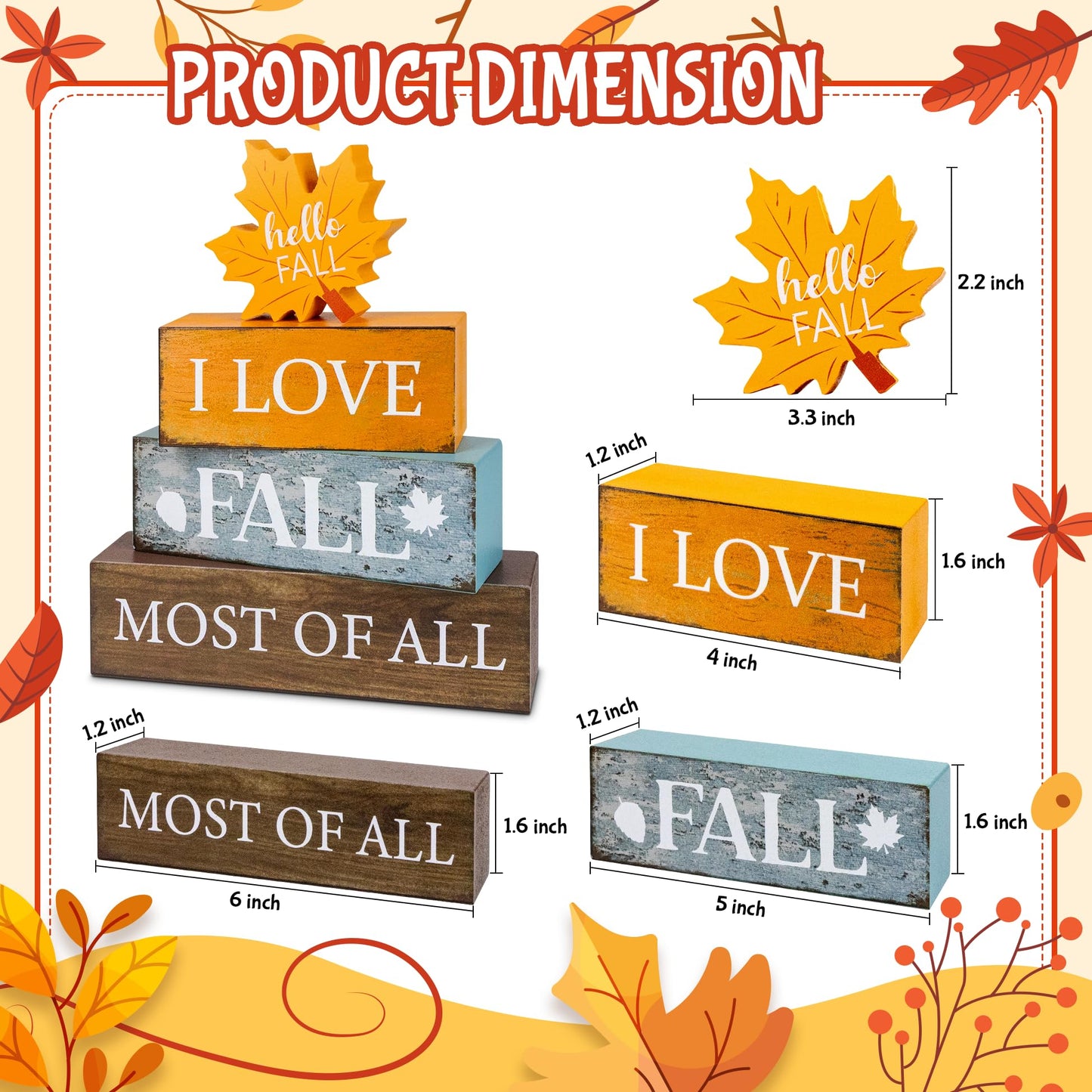 4 Pcs Fall Wooden Tiered Tray Decor, Fall Table Centerpiece for Fall Party Kitchen