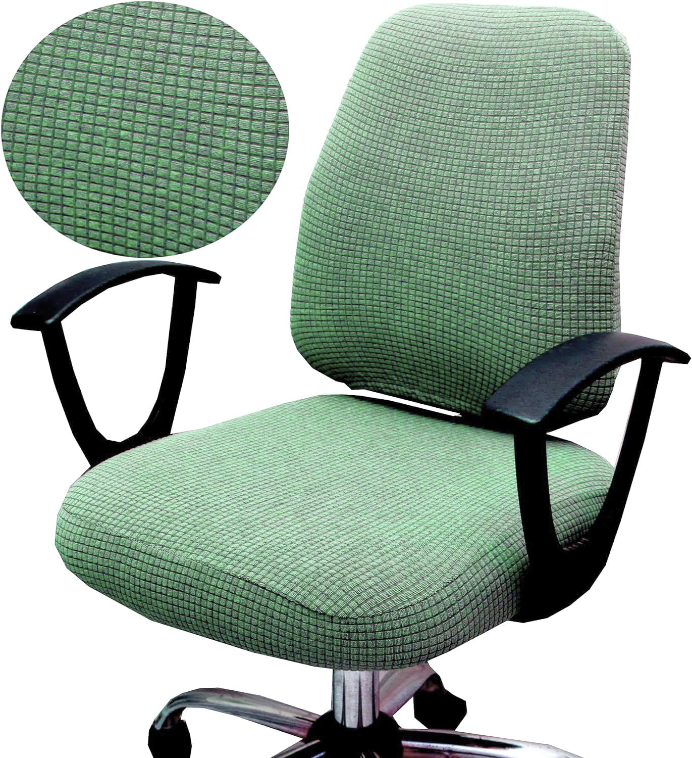 Computer Office Chair Cover, Stretchable Universal Rotating Chair Slipcover (ZZ Green Walf Checks)