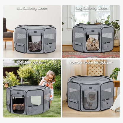 Petsfit Portable Dog Playpen for for Large Dogs/Cat/Rabbit/Chick, with Water Bottle Holder and Carrying Case, for Travel/Indoor/Outdoor Use, Large (45.5"x45.5"x28.5")