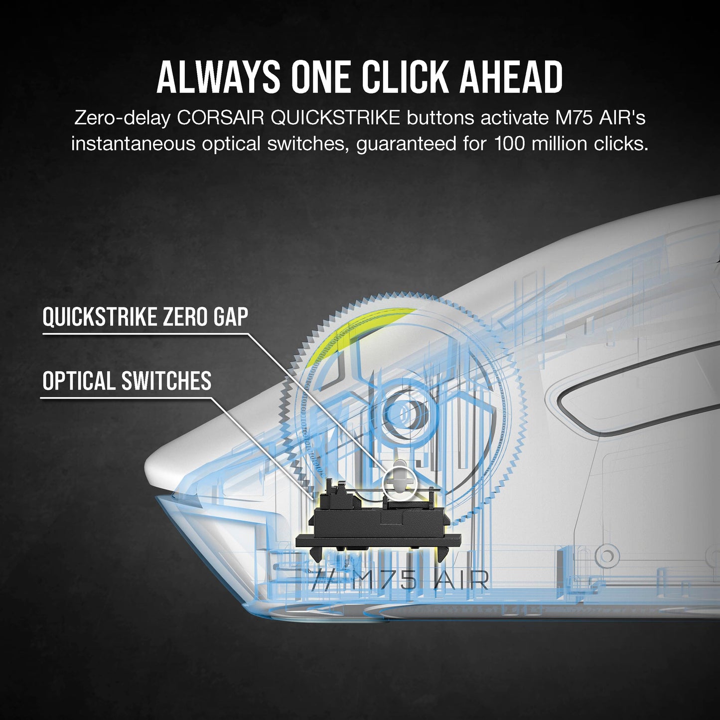 Corsair M75 AIR Wireless Ultra Lightweight Gaming Mouse – 2.4GHz & Bluetooth – 26,000 DPI – Up to 100hrs Battery – iCUE Compatible – Black