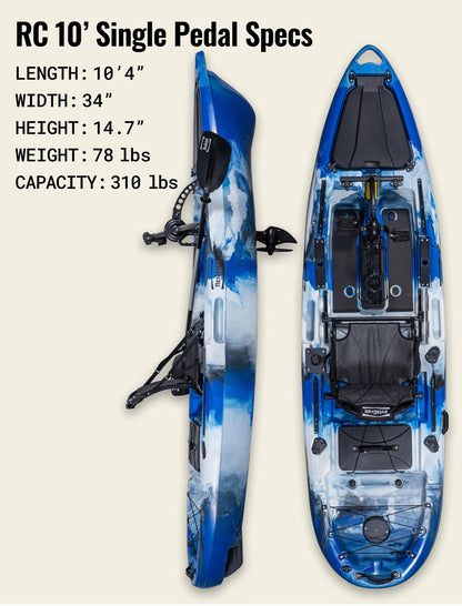 RC 10' Single Pedal Kayak - Propeller Drive (Lime Camo)