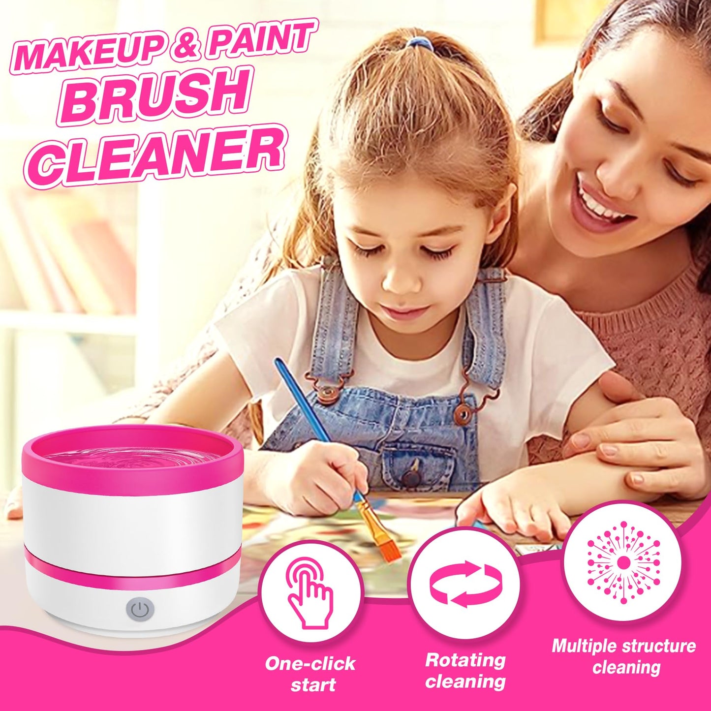 Electric Paint Brush Cleaner Rinse Cup, Paint Brush Cleaner, Brush Rinser for Painting, Artist Brush Cleaning Washer Rinser for Acrylic, Watercolor, Oil, Gouache Painting