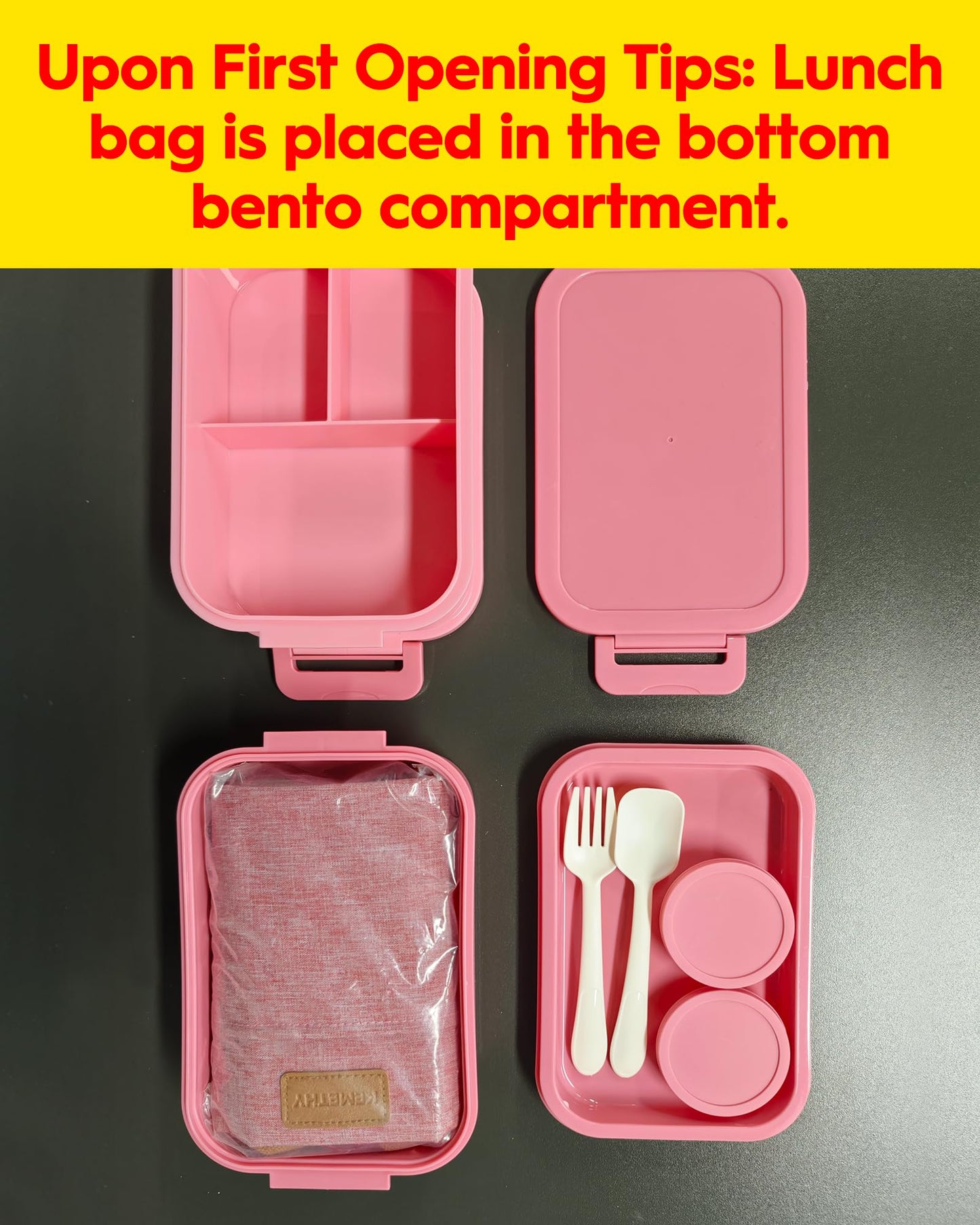 KEMETHY Adults Bento Lunch Box Set with Thermo Bag, 74oz Stackable Leak-proof 3-tiers Bento Box, Built-in Utensil and Sauce Container for Work, School, Dining Out (Gray)