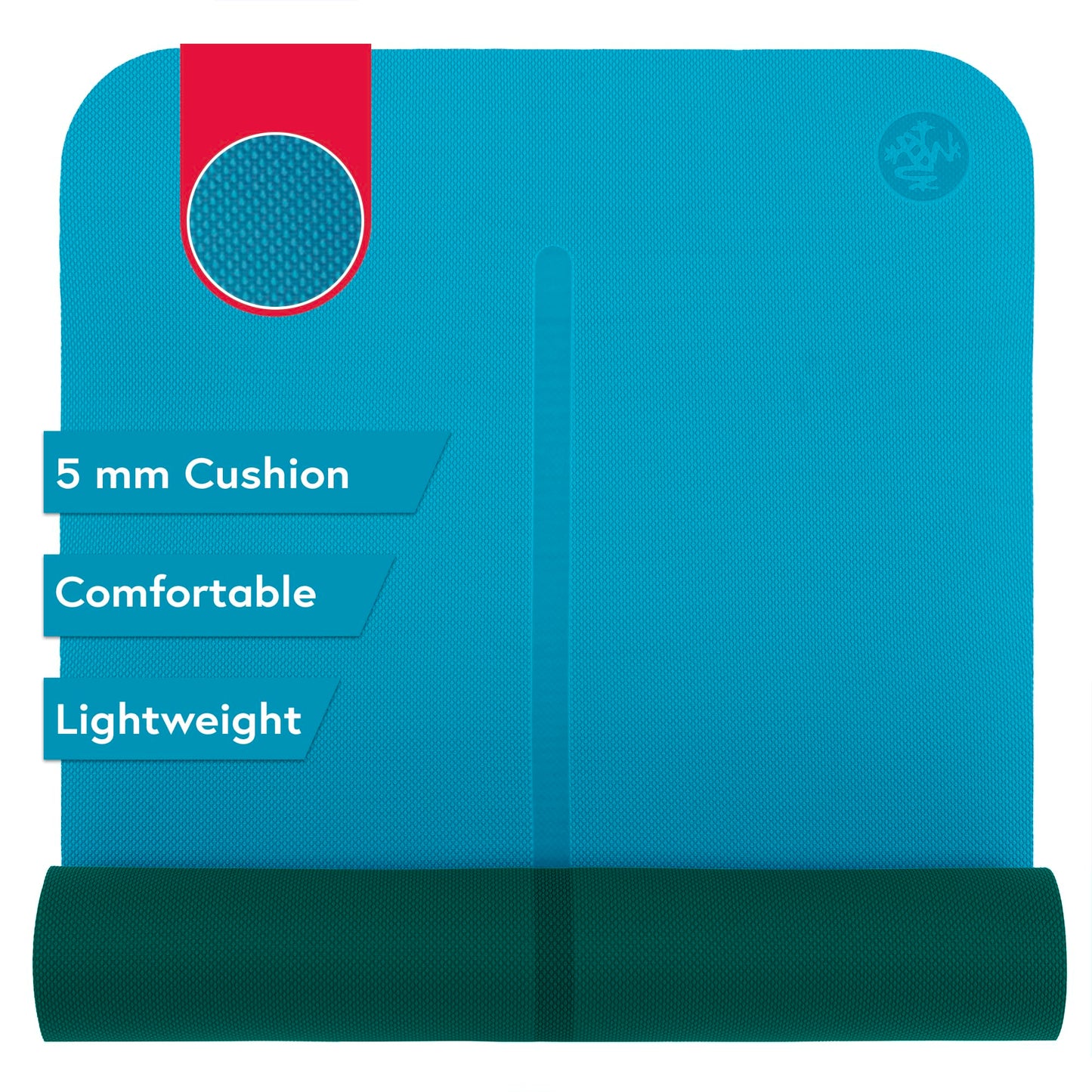 Manduka Begin Yoga Mat 68" - 5mm Cushioning | Comfortable, Lightweight & Reversible with Alignment Stripe | Budget-Friendly | 68 x 24 inches