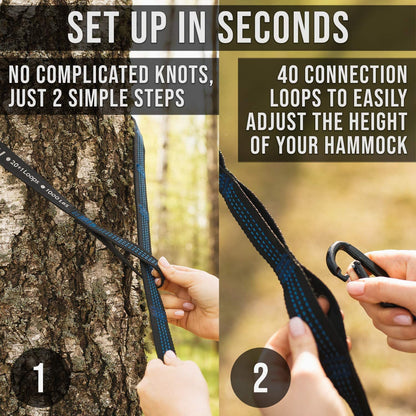 Foxelli Hammock Camping Set – Bundle Includes Camping Hammock, Rain Tarp, XL Tree Straps & Hammock Net