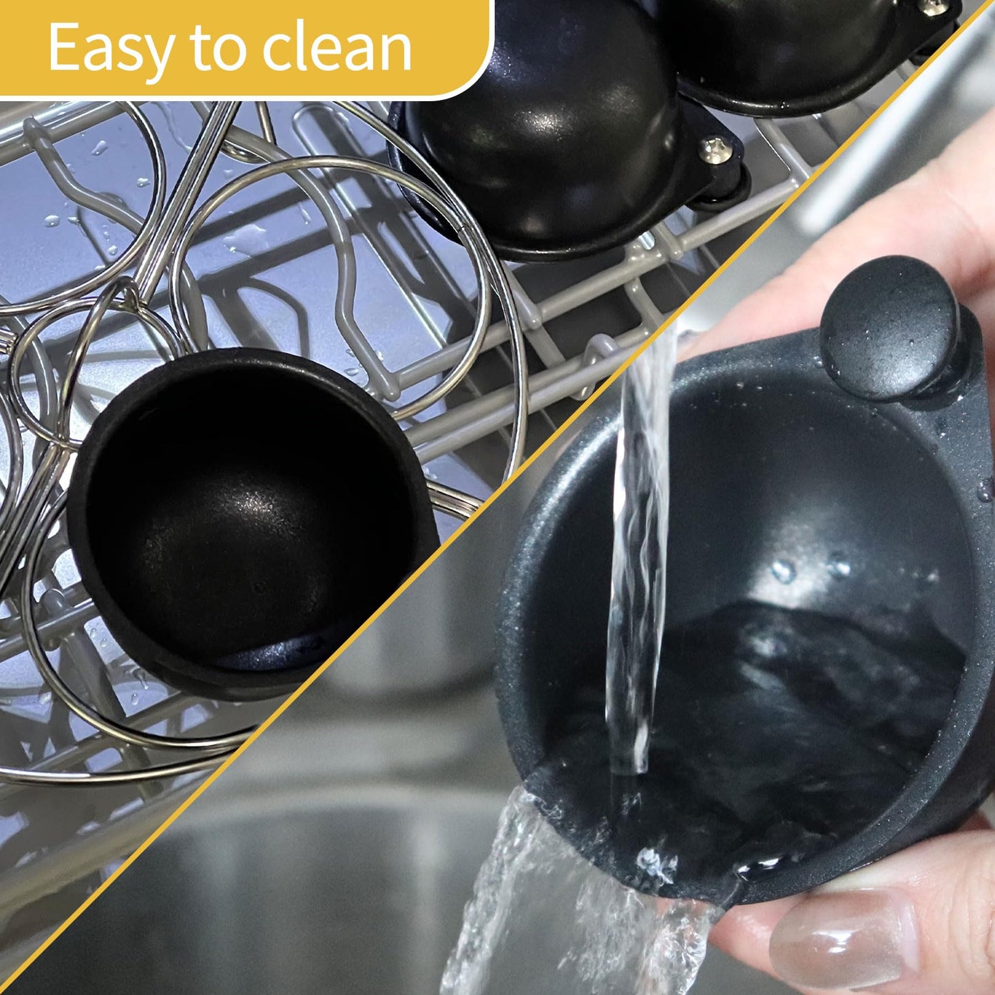 Fuexmotco Egg Poacher Pan, Stainless Steel Egg Poaching Pan for Benedict Breakfast Maker, Poached Egg Cookware with 4 Nonstick Large PFOA Free Egg Poacher Cups and Silicone Spatula