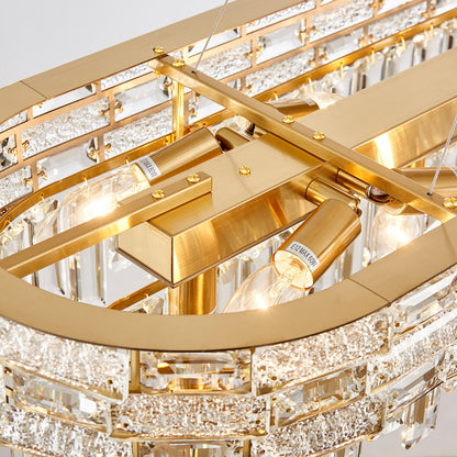SHAOCHIAO 50" Gold Modern Crystal Chandelier, 18-Light Gold Chandelier Light Fixture Luxury Rectangular Large Pendant Ceiling Light Fixture for Dining Living Room Kitchen Island Bar