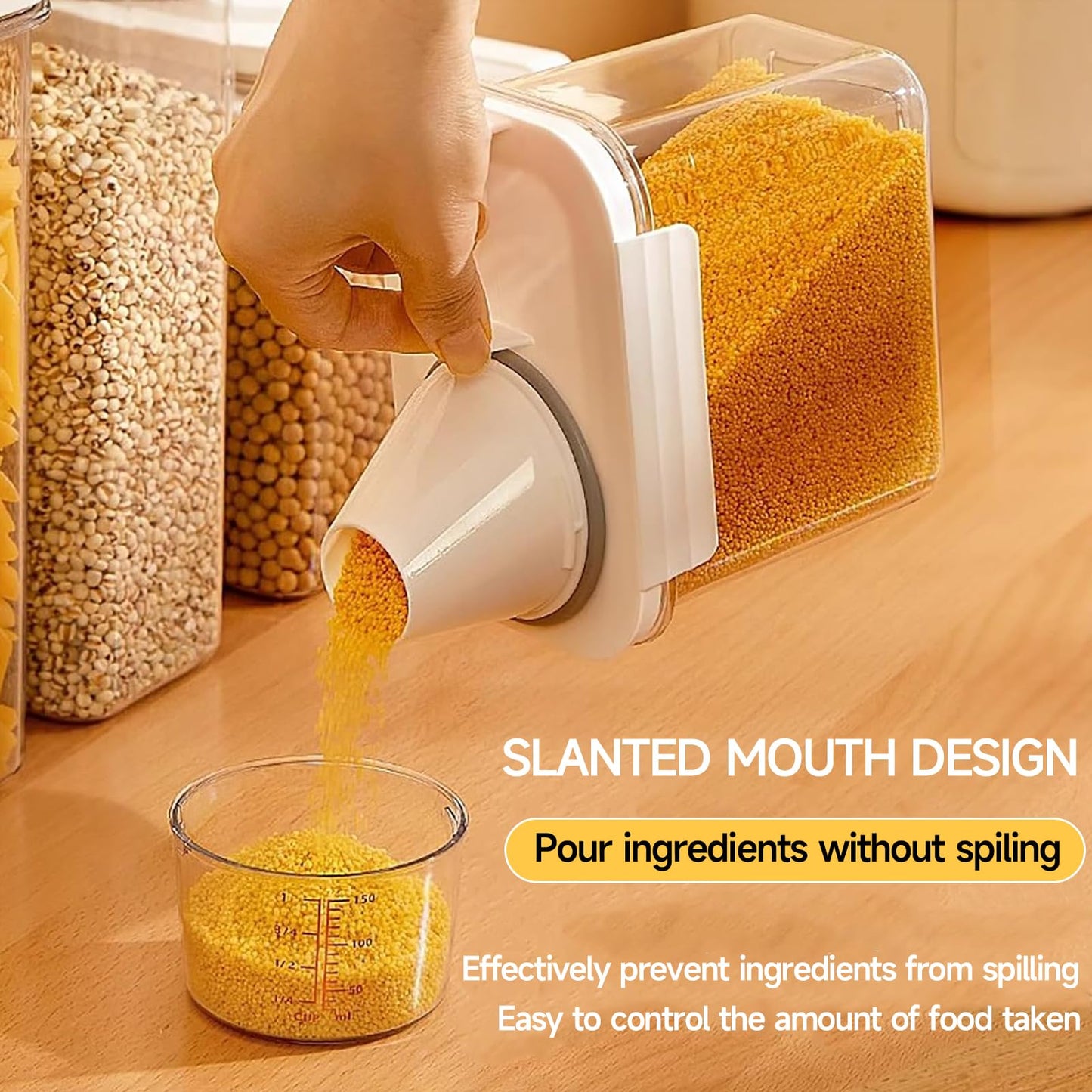 Cereal Storage Containers Sets,BPA Free with Pouring Spout Handle Airtight Food Storage Dispenser with lids For Rice Flour Pasta Grain, Pet Food Storage Container (37.2 oz + 77.7 oz (2 of Each))