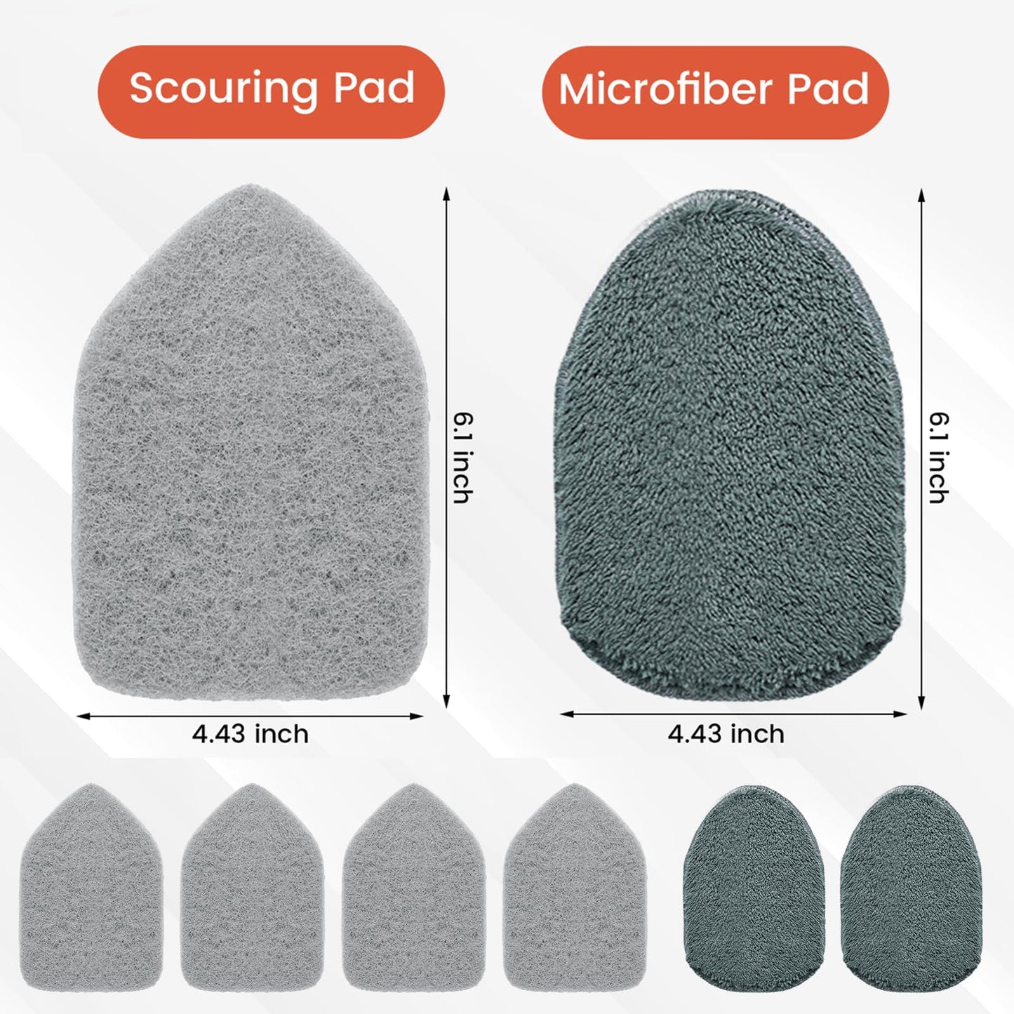 Wlich Scouring Pads Microfiber Cloth Refills 6 Pack, Fit Tub Tile Scrubber Brush Cleaning, Reusable Scouring Scrub Pad and Microfiber Scrub Pads Set for Cleaning Bathroom Kitchen Toilet Tile Sink
