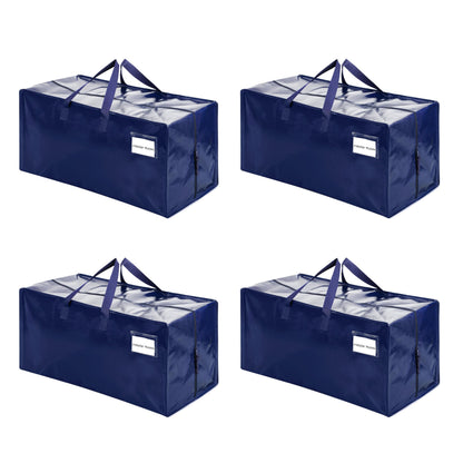 VENO 4 Pack Moving Bags w/Backpack Straps, Heavy Duty, Moving Boxes Alternative, Packing Supplies, Large Storage Totes for Dorm Room Essentials with Zipper for Clothes (Blue, 4 Pack)