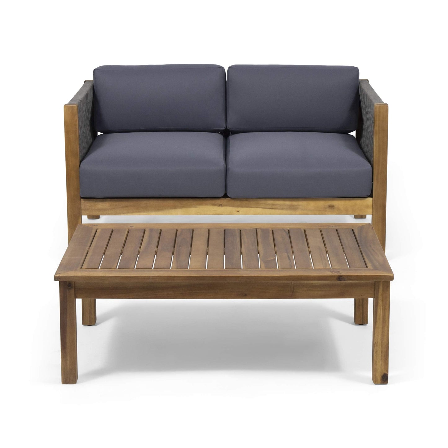 Christopher Knight Home Laurel Modern Outdoor Loveseat Set, Teak and Gray
