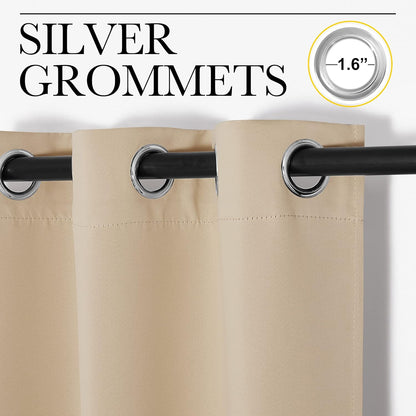 NICETOWN Room Darkening Curtain Panels - Thermal Insulated Grommet Drapes, Biscotti Beige, 29" x 40" (Set of 2)
