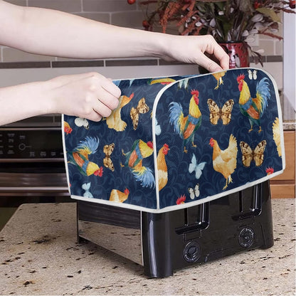 Washable Toaster Dust Cover, 4 Slice Chicken Rooster Decorative Cover, Kitchen Appliance Protector, Fingerprint