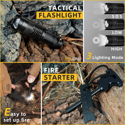 Gifts for Men Dad Husband - Christmas Stocking Stuffers, Birthday Gifts Idea for Him Boyfriend Man- Survival Kit 14 in 1, Survival Gear and Equipment, Fishing Hunting Camping Accessories, Cool Gadgets