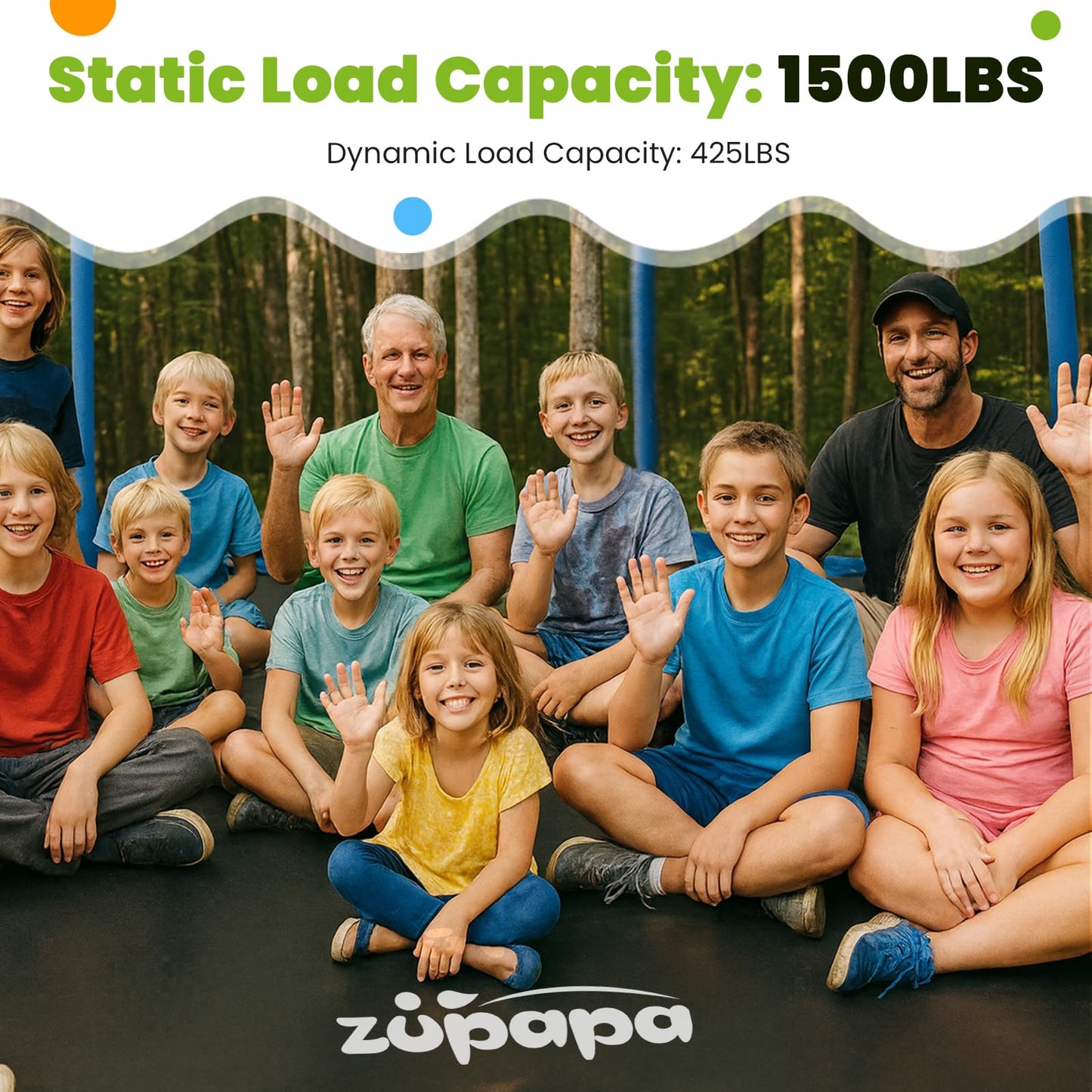 Zupapa 1800LBS Capacity No-Gap Design 16 15 14 12 10FT Trampoline with Safety Enclosure Net and Non-Slip Ladder 10-Year Quality Assurance Perfect for Kids Family Outdoor Backyard Fun