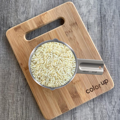 Color Up Measuring Cup Set, Stainless Steel 1 Cup (240ml) & 2 Cup (480ml) Scoops with Engraved Markings, Dual Pour Spouts, Flat Base, Dishwasher Safe for Dry and Liquid Ingredients