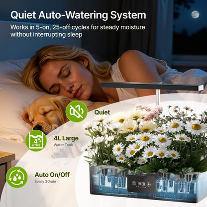 SUNCOZE Hydroponics Growing System Kit with 24W Dimmable Grow Light, 12 Pods Indoor Herb Garden with Timer & Local Time Setting, Adjustable Height, Smart Countertop Garden for Home & Kitchen, Black