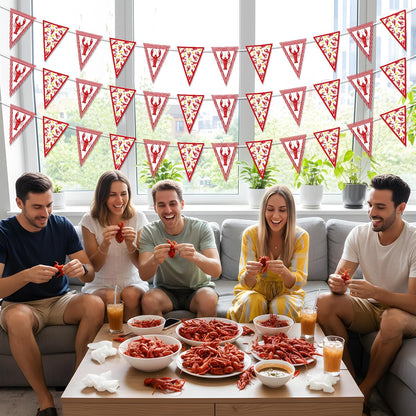 5PCS Summer Gameza Crawfish Boil Party Decorations, Crawfish Pre Strung Pennant Banners Table Birthday Decoration