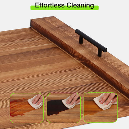 Noodle Board Stove Cover with Handles, 30 X 22 X 2.1" Wooden Stove Top Cover, Multifunctional Stove Cover for Electric&Gas Stove Top (Brown)