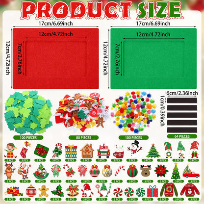 Remagr 496 Pcs Christmas DIY Picture Frames Craft Kit 32 Set Felt Photo Frames with 200 Christmas Sticker to Decorate with 100 Foam Leaves, 100 Ball, 64 Magnet for Xmas Winter Party Favor Home Decor