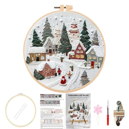 Huacan Embroidery Kits for Adults Beginner DIY Cross Stitch Stamped Christmas Tree Pattern Stitching Sewing Kit 1 Piece 7.8 x 7.8 Inch