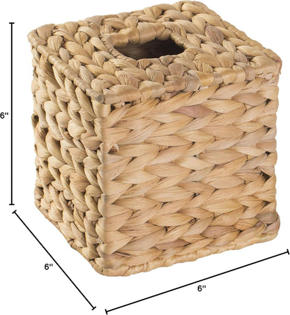 Vintiquewise Water Hyacinth Wicker Tissue Box Cover, Square