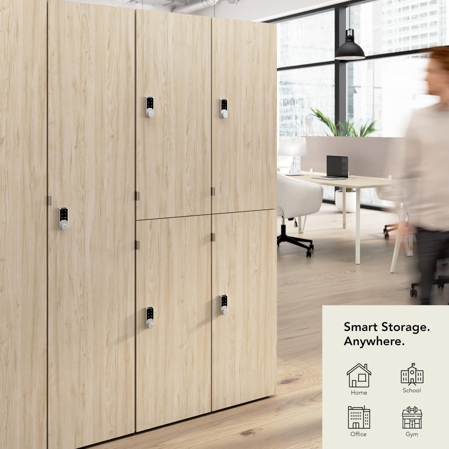 Bush Business Furniture Single Tier 2 Door Storage Locker with Keypad Locks, Office Furniture, Assure Collection, Natural Elm