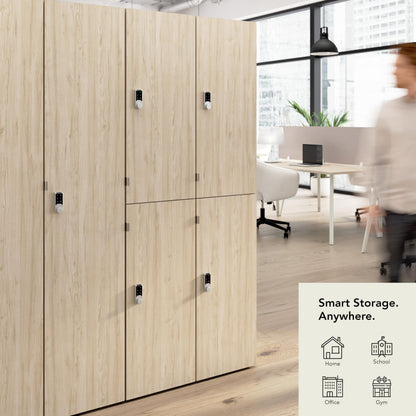 Bush Business Furniture Single Tier 2 Door Storage Locker with Keypad Locks, Office Furniture, Assure Collection, Natural Elm