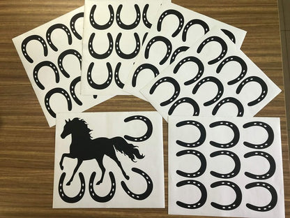 DXLING Horse & Horseshoes Removable Wall Decor Stickers Vinyl Decal Kids Room Boys Bedroom Wall Art Decals DIY Sticker Home Decor D482 (Black)